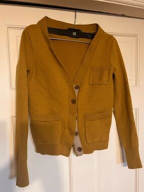 Wallace 100% Merino Wool Mustard Cardigan Size XS